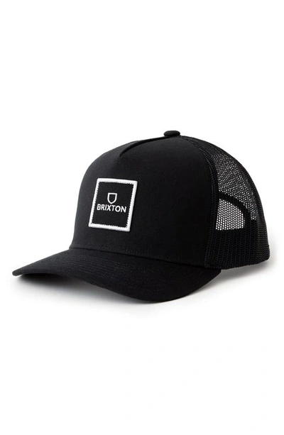 Brixton Alpha Block X C Mp Trucker Hat In Black
