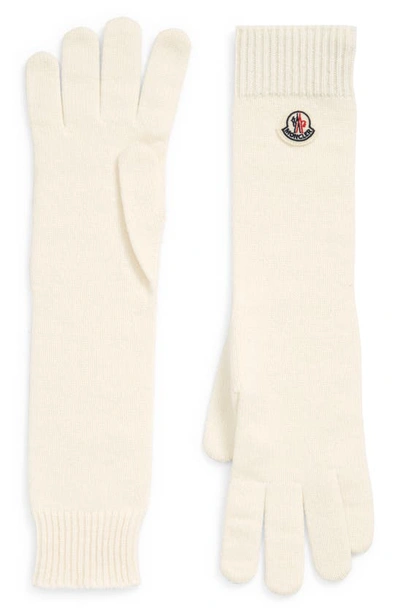 Moncler Wool & Cashmere Knit Long Gloves In White