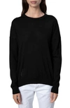 Zadig & Voltaire Women's Miss M Embellished Skull Merino-wool Sweater In Noir/ Gold