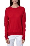 Zadig & Voltaire Cici Heart Patch Merino Wool Sweater In Red