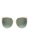 Carolina Herrera 58mm Cat Eye Sunglasses In Gold / Green Silver
