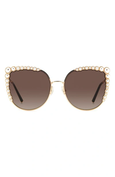 Carolina Herrera 58mm Cat Eye Sunglasses In Rose Gold / Brown Gradient