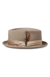 Brixton Stout Pork Pie Wool Hat In Safari