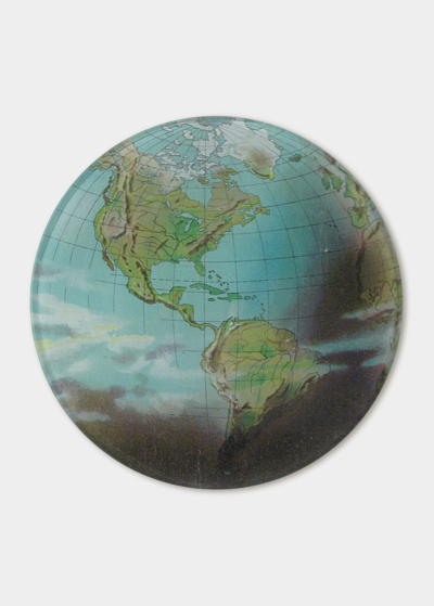 John Derian World Atlas Round Decoupage Plate