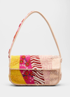 Staud Tommy Multi-pattern Beaded Shoulder Bag In Pink