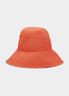 Prada Triangle Logo Wide-brim Sun Hat In F0049 Arancio