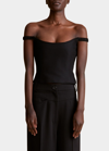 Khaite Audra Off-the-shoulder Wool-blend Top In Black