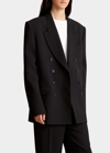 Khaite Tanner Wool-blend Oversized Blazer In Black