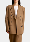 Khaite Tanner Double-breasted Wool-blend Blazer In Flax