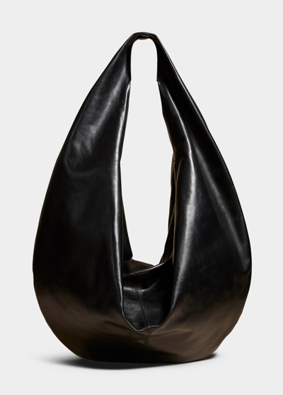 Khaite Large Olivia Hobo Leather Shoulder Bag In Black