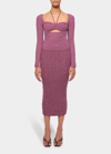 Jonathan Simkhai Alexia Marled Rib-knit Sweetheart Halter Top In Mulberry Multi