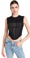 Dion Lee Panelled Corset Top In Charcoal/black