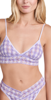 Hanky Panky Varsity Gingham Signature Lace Padded Triangle Bralette In Varsity Gingham