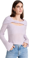 Jonathan Simkhai Cambria Sheer Alpaca Off Shoulder With Halter Ties In Wisteria