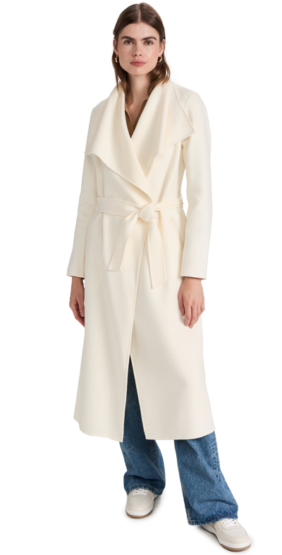Mackage Mai Wool Belted Wrap Coat In Cream