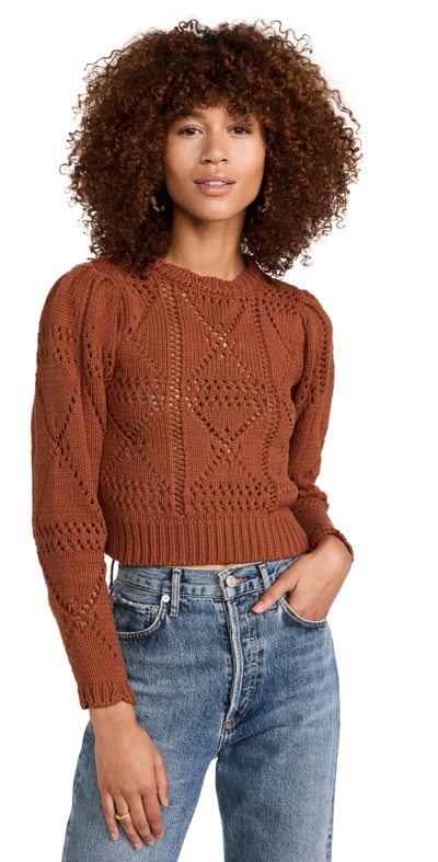 Minkpink Cara Crochet Sweater In Ginger