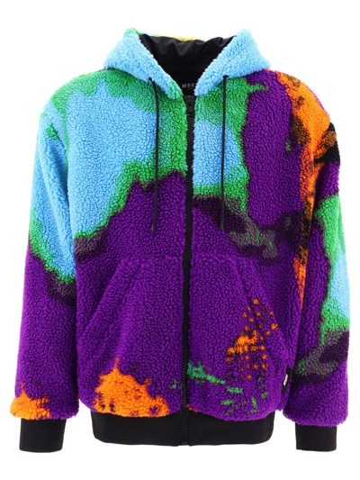 Msgm Mens Purple Other Materials Outerwear Jacket In Multi-colored