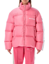 Palm Angels Striped Webbing-trimmed Padded Shell Down Jacket In Pink