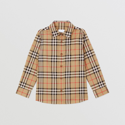 Burberry Kids'  Childrens Vintage Check Stretch Cotton Shirt In Archive Beige