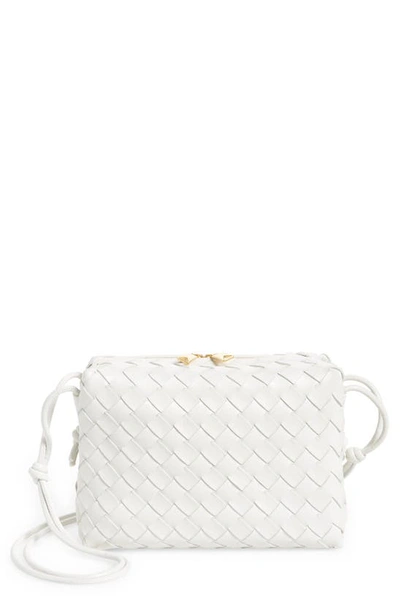 Bottega Veneta Loop Small Intrecciato Napa Shoulder Bag In White