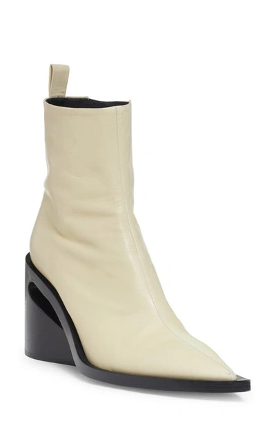 Jil Sander Ivory Leather Ankle Boot In Beige