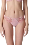 Simone Perele Saga Mesh And Stretch-lace Thong In Light Pink