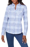 Foxcroft Hampton Plaid Non-iron Button-up Shirt In Iris Bloom