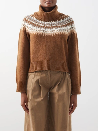 Nili Lotan Alesander Fair-isle Turtleneck Sweater In Chestnut