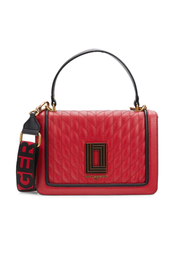 Karl Lagerfeld Women's Simone Quilted Leather Crossbody In Crimson