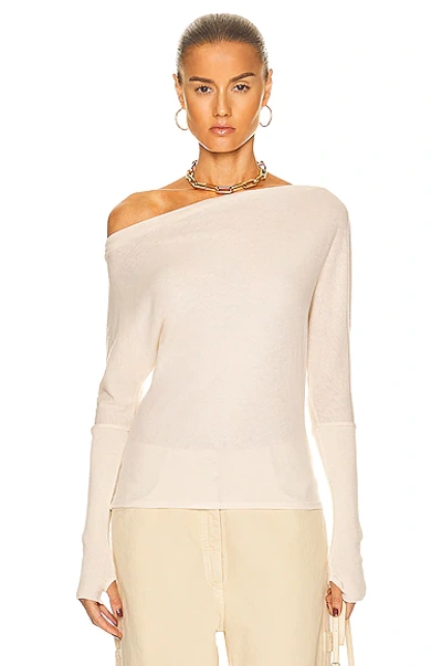 Enza Costa Cashmere Cuffed Off The Shoulder Long Sleeve Top In Baby Pink