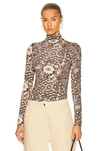 Ulla Johnson Aurelia Printed Tricot Turtleneck Top In Teak
