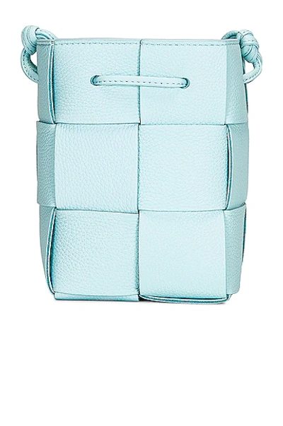 Bottega Veneta Mini Crossbody Bucket Bag In Pale Blue & Gold