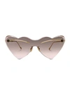 Loewe + Paula's Ibiza Heart-shaped Gold-tone Sunglasses In Smoke