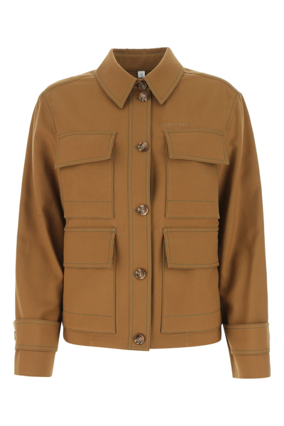 Burberry Caramel Wool Shirt Nd  Donna 8 In Brown