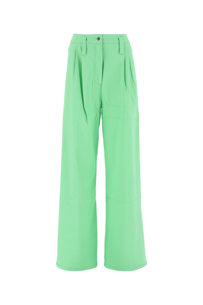 Rotate Birger Christensen Green Viscose Wide Trousers In Multicolor