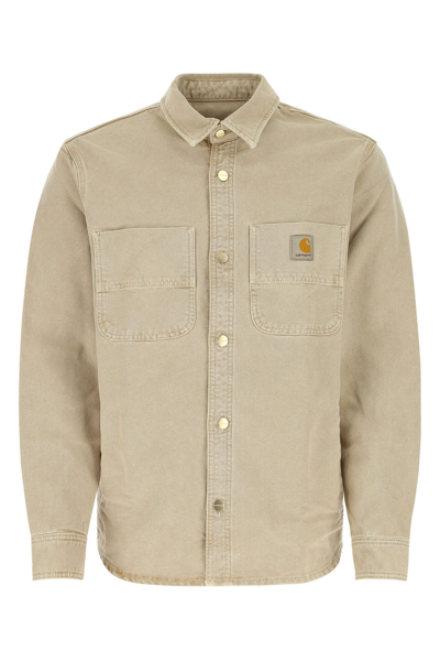 Carhartt Wip Logo Patch Buttoned Shirt In Natural