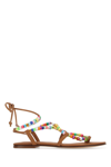 Alameda Turquesa Embellished Synthetic Leather Arco-iris Sandals