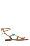 Alameda Turquesa Embellished Synthetic Leather Arco-iris Sandals