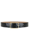 B-low The Belt Milla Croco Luster Belt In Black & Gold
