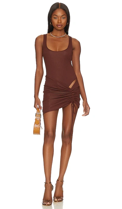 Nbd Greer Mini Dress In Cocoa Brown