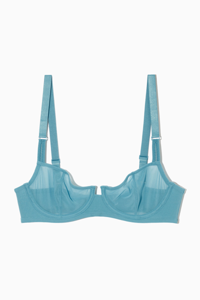 Cos Mesh Underwired Bra In Turquoise