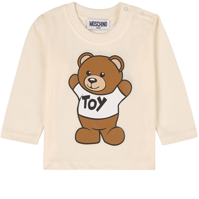 Moschino Kid-teen Bear Graphic T-shirt Cream
