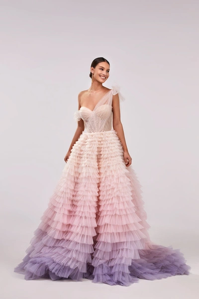 Millà Charming Ball Gown With The Frill-layered Ombre Maxi Skirt