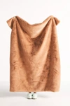 Anthropologie Sophie Faux Fur Throw Blanket In Brown