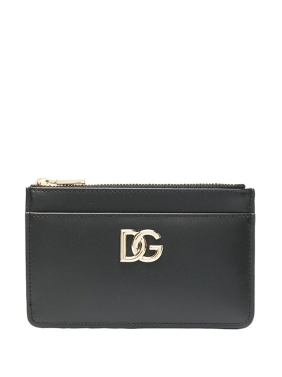Dolce & Gabbana Logo-plaque Zip-fastening Wallet In Schwarz
