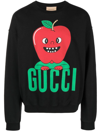 Gucci X Pablo Delcielo Black Apple Logo Cotton Sweatshirt