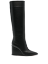 Gianvito Rossi Leather Wedge Knee-high Boots In Schwarz