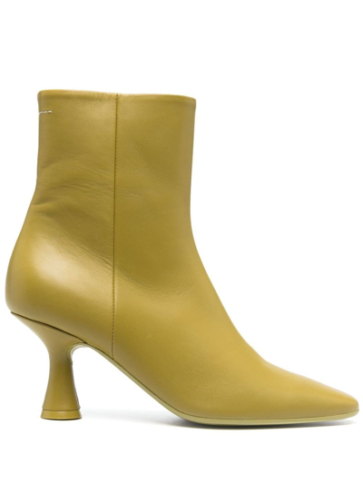 Mm6 Maison Margiela Olive Green 90mm Leather Ankle Boots