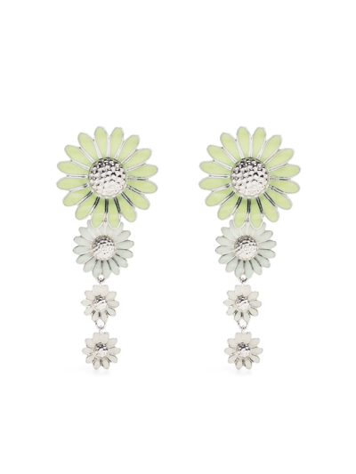 Georg Jensen Women's Daisy Medium Sterling Silver & Enamel Drop Earrings In Green