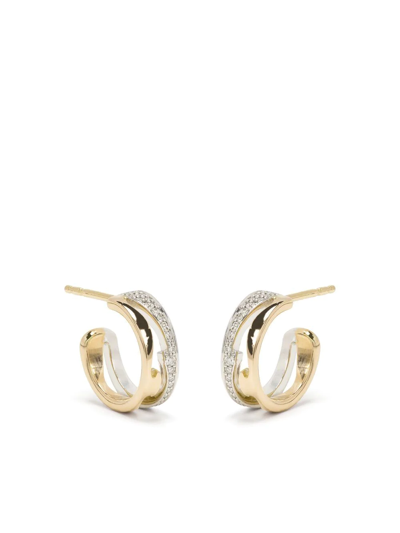 Georg Jensen 18kt White And Yellow Gold Fusion Diamond Hoop Earring